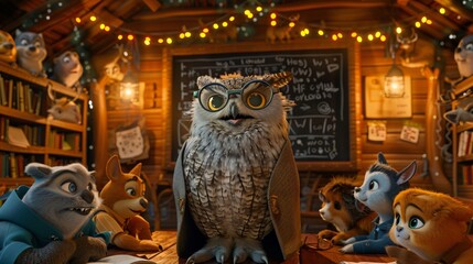 cartoon school concept with owl