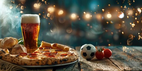 Savoring the soccer game alongside pizza and beer