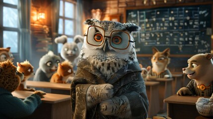 cartoon owl teacher