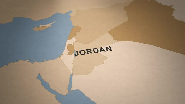 Old Paper Map of Jordan