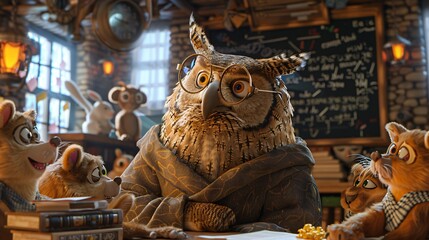 cartoon school concept with owl
