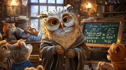 cartoon school concept with owl