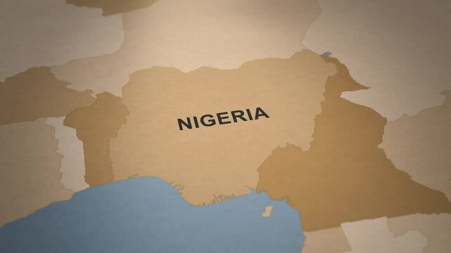 Old Paper Map of Nigeria
