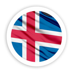 Obraz premium Iceland Waving Flag with White Rounded Circle Frame 