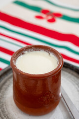 Basque sheep’s milk curd dessert Mamia or Cuajada, Curd, maman, gatzatua or gaztanbera Original Basque Dessert curdled with rennet