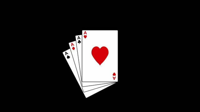stacked ace cards animation with transparent background