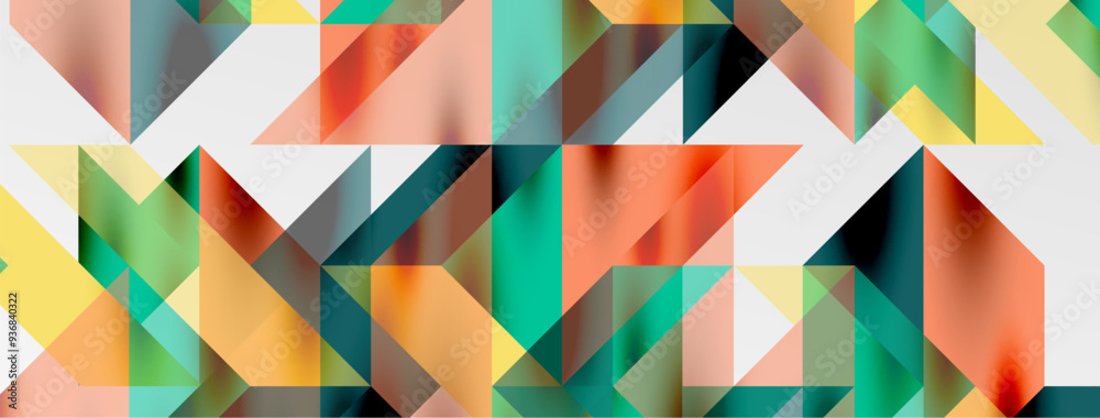 Poster Tech minimal overlapping triangle shapes elements geometric graphic pattern