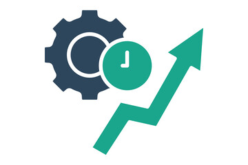 Productivity icon. solid icon style. gear with clock and arrow. icon related to efficiency. productivity elements vector illustration