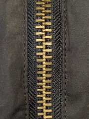 Brass zipper on a jacket