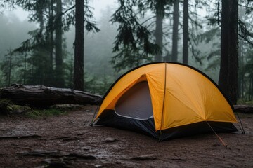 Wilderness retreat: camping, hustle of daily life to find solace in the natural world, setting up tents, cooking over open flames, and creating memories surrounded by beauty and peace of nature