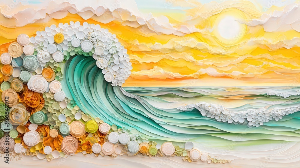 Wall mural mosiac ocean wave, close up  abstract art