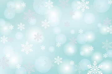 Winter gentle background. Christmas background with snowflakes. New Year background with lights and snowflakes.