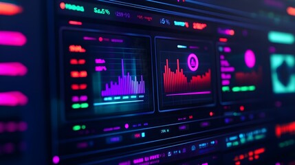 Obraz premium Neon Data Dashboard - Business Analytics & Technology