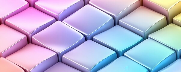 Obraz premium Balanced grid of tessellated squares, gradient pastels, soft lighting, minimalist digital design