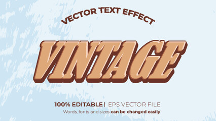 Editable text effect vintage 3d retro template style premium vector