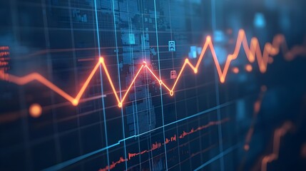 Naklejka premium Stock Market Data Graph On Blue Screen