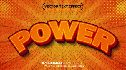 Power 3d style editable text effect use for logo and business brand