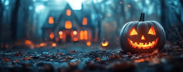 Spooky party ideas like haunted house tours, ghost stories, and scary games, adding excitement to the Halloween celebration, Festive, Cool Tones, Detailed