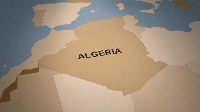 Old Paper Map of Algeria