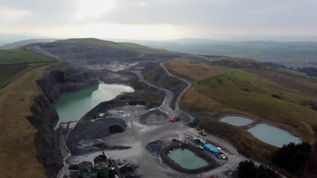 Cinematic aerial drone footage of Breedon Roan Edge Quarry, Kendal, Cumbria, UK.