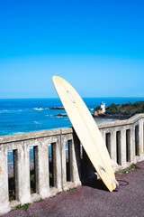 Surfboard along the Basque Coast in Biarritz. Basque Country of France.