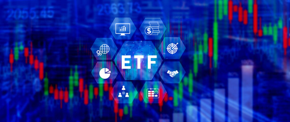 ETF investment concept, Exchange Traded Fund, ETF stock options and stock market index fund, Growing Wealth in the Financial Market.
