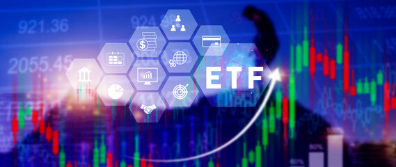 Fototapeta premium ETF investment concept, Exchange Traded Fund, ETF stock options and stock market index fund, Growing Wealth in the Financial Market.