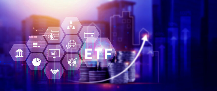 ETF investment concept, Exchange Traded Fund, ETF stock options and stock market index fund, Growing Wealth in the Financial Market.