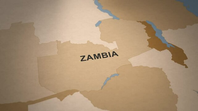 Old Paper Map of Zambia