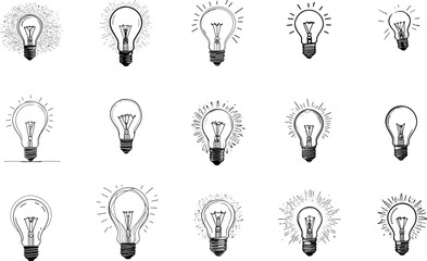 Collection d'ampoules, a ajuster selon besoins, vecteur isol&eacute; transparent