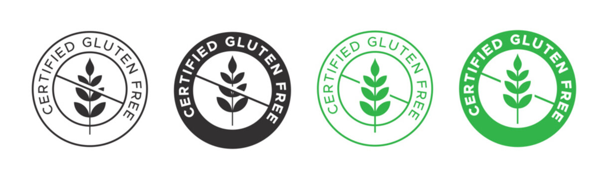 Gluten-Free Badge Vector Set - black and white and green Modern and Stylish Gluten-Free Labels for Food Packaging, Menus, and Health-Conscious Branding 