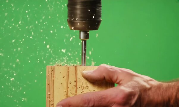 Chroma Green Screen Close-Up of Craftsman Using Reamer Tool