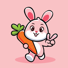 Adorable Rabbit Character Holding a Carrot