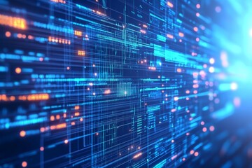 Fototapeta premium Dynamic abstract depiction of data streams in a digital landscape symbolizing the flow of information and the complexities of modern technology in a high tech world