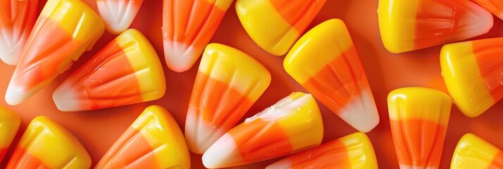 Festive Safety Tips for Halloween Featuring Vibrant Orange and Yellow Candy Corn