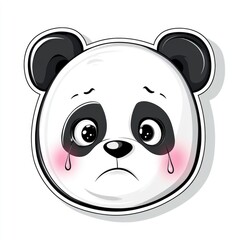 Fototapeta premium A cute panda face with big expressive eyes and a sorrowful expression, showcasing a playful take on emotion and innocence in a whimsical cartoon style