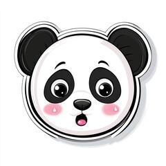 Charming cartoon panda face with big expressive eyes, evoking cuteness and playfulness, perfect for children's art or decorative purposes