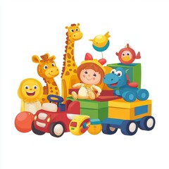 Fototapeta premium Colorful Toy Icons: Vector Illustration for Toy Library Websites 1