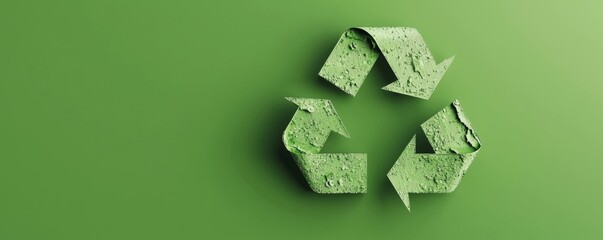 Creative concept of recycling symbol made from paper currency on a green background, representing sustainability and eco friendliness