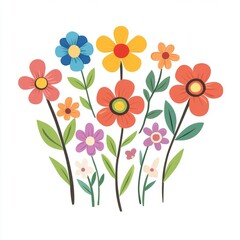 Obraz premium Flower Shop Logo: Vector Icon Illustration of Garden Flowers on White Background