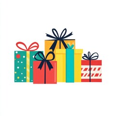 Gift Shop Vector Icon: Stack of Holiday Presents on White Background
