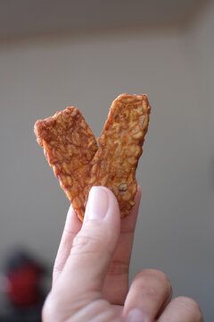 Traditional indonesian culinary food. Tempe Goreng Indonesia Food that is simple and often made at home. Indonesian Street Food. Tempe goreng or fried tempe.