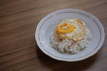 rice and eggs, usually a menu like this is used by Indonesian people for breakfast.