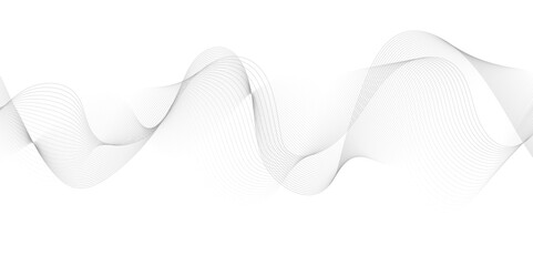 Abstract gray wavy lines Digital frequency track equalizer background. Curved wave smooth stripe seamless pattern. Wave lines created using blend tool. graphic design template banner business wave.