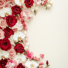 background with roses and frame