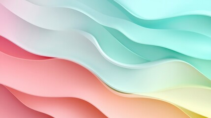 Obraz premium Summer colors in wavy sheets on a mint background. Abstract bright backdrop , ai