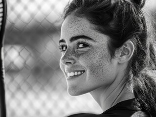 Fototapeta premium Excited Female Tennis Player Ready for the Game