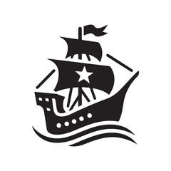 Sailing old ship icon, logo, Boat Icon, pirate ship vector icon, pirate ship silhouette, svg vector