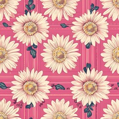Pink and White Floral Pattern.