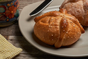 Traditional Mexican bread for the Day of the Dead